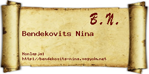 Bendekovits Nina névjegykártya